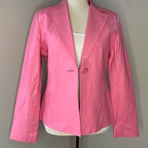Vibrant Pink Women's Leather Blazer